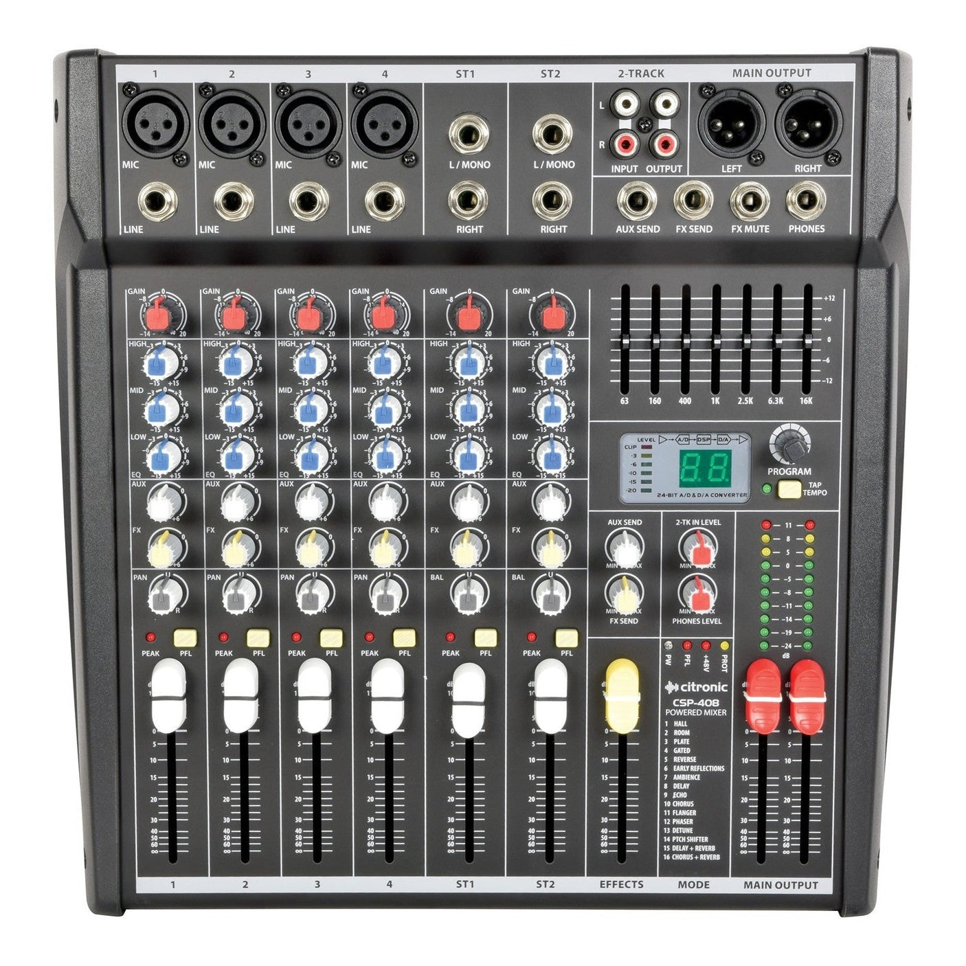 Citronic CSP-408 2 x 200W 8-Input Powered Mixer With DSP Effects 1