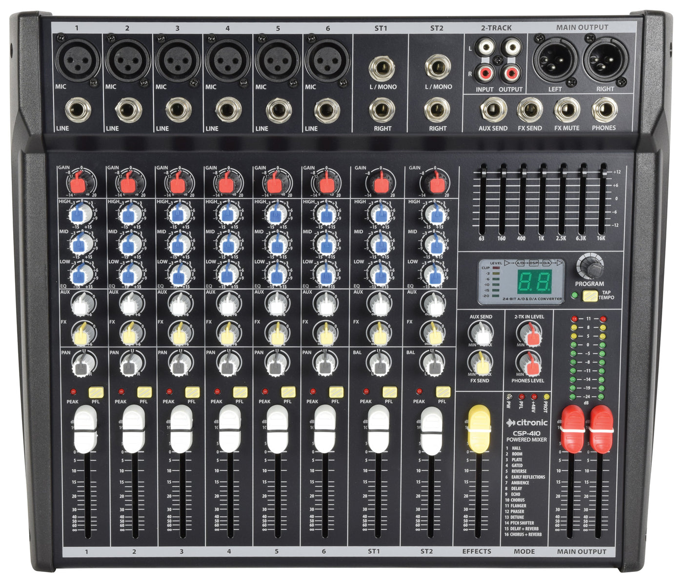 Citronic CSP-410 2 x 200W 10-Input Powered Mixer With DSP Effects 1
