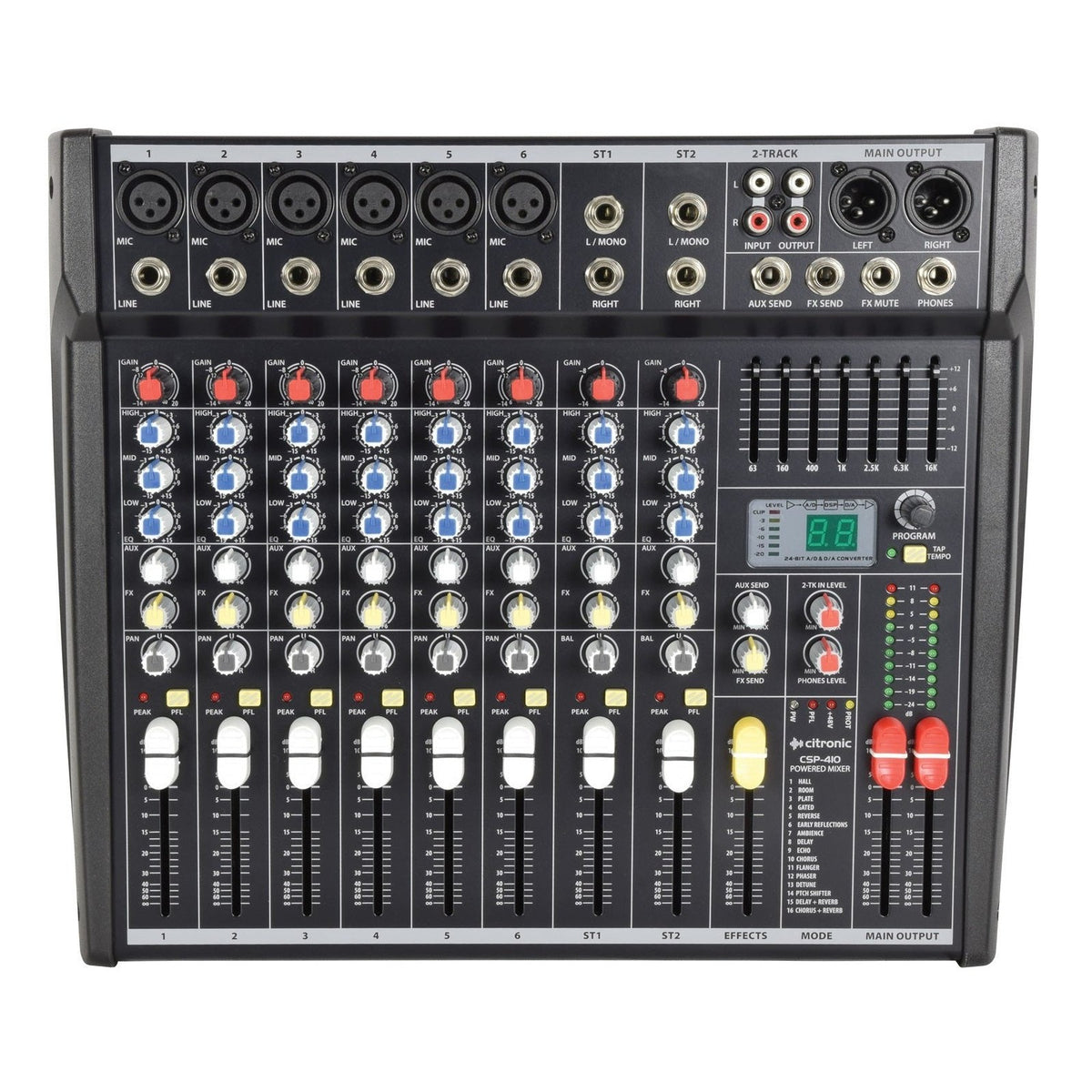 Citronic CSP-410 2 x 200W 10-Input Powered Mixer With DSP Effects 1