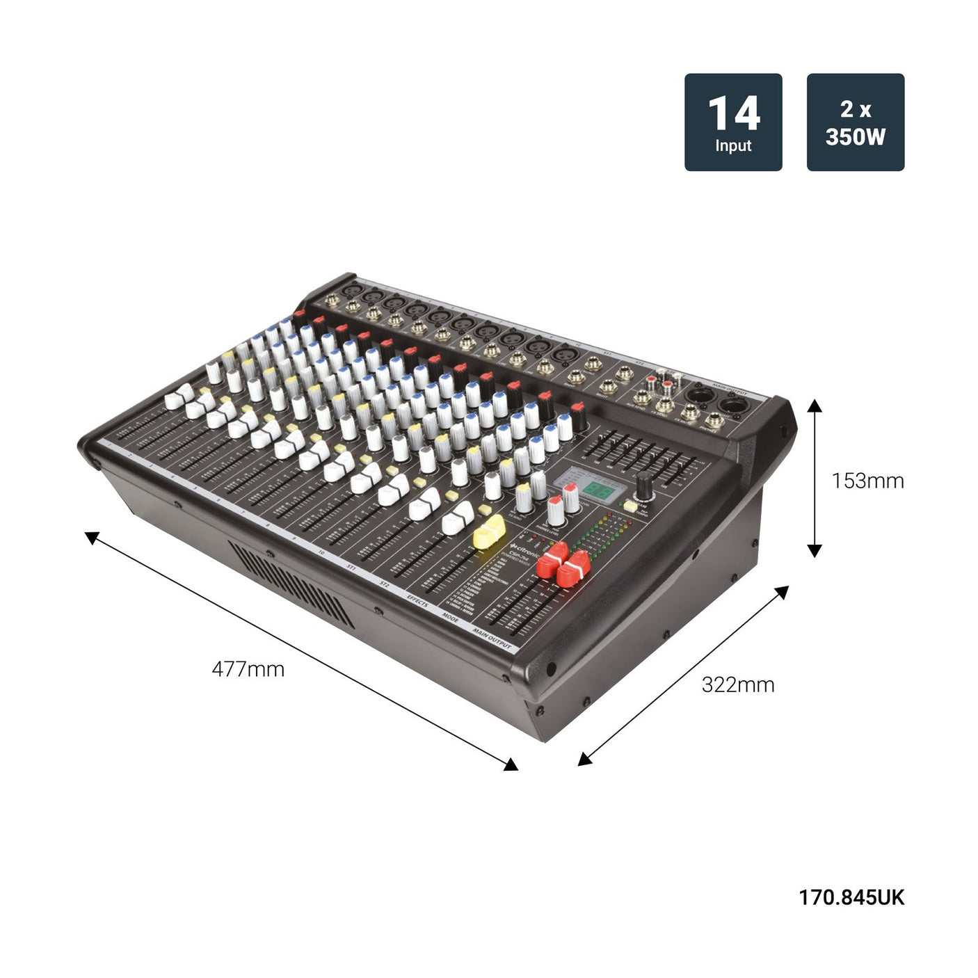 Citronic CSP-714 2 x 350W 14-Input Powered Mixer With DSP Effects 4
