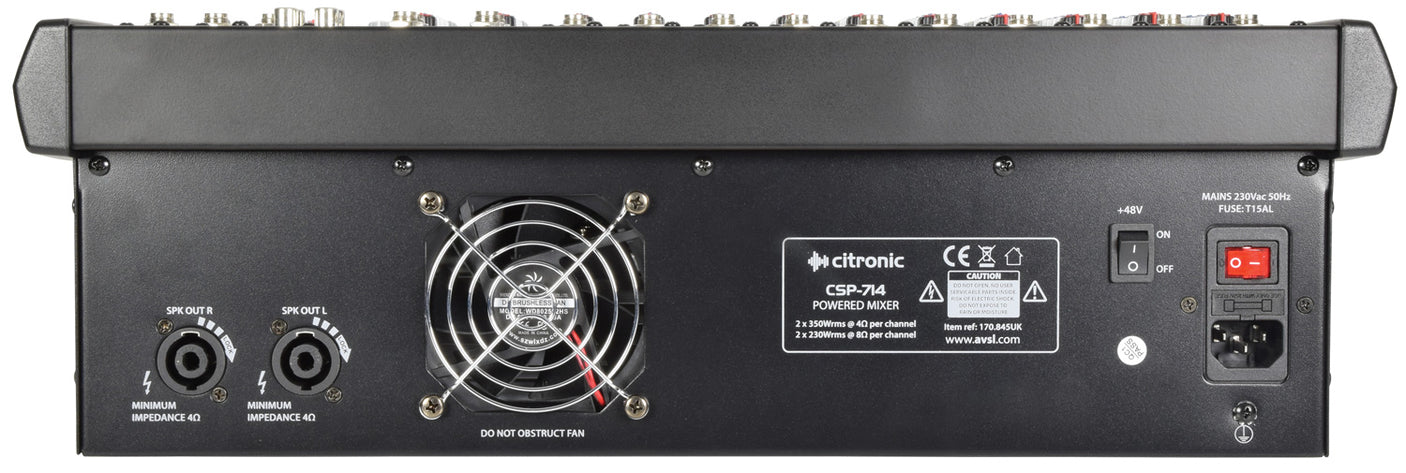 Citronic CSP-714 2 x 350W 14-Input Powered Mixer With DSP Effects 5