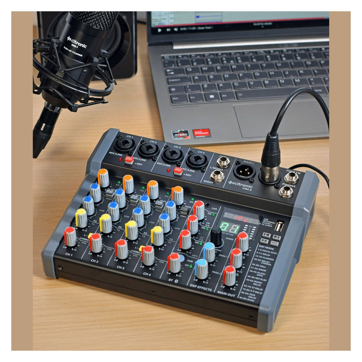 Citronic CMA-8 Compact 8CH Mixer with DSP, USB & Bluetooth 6
