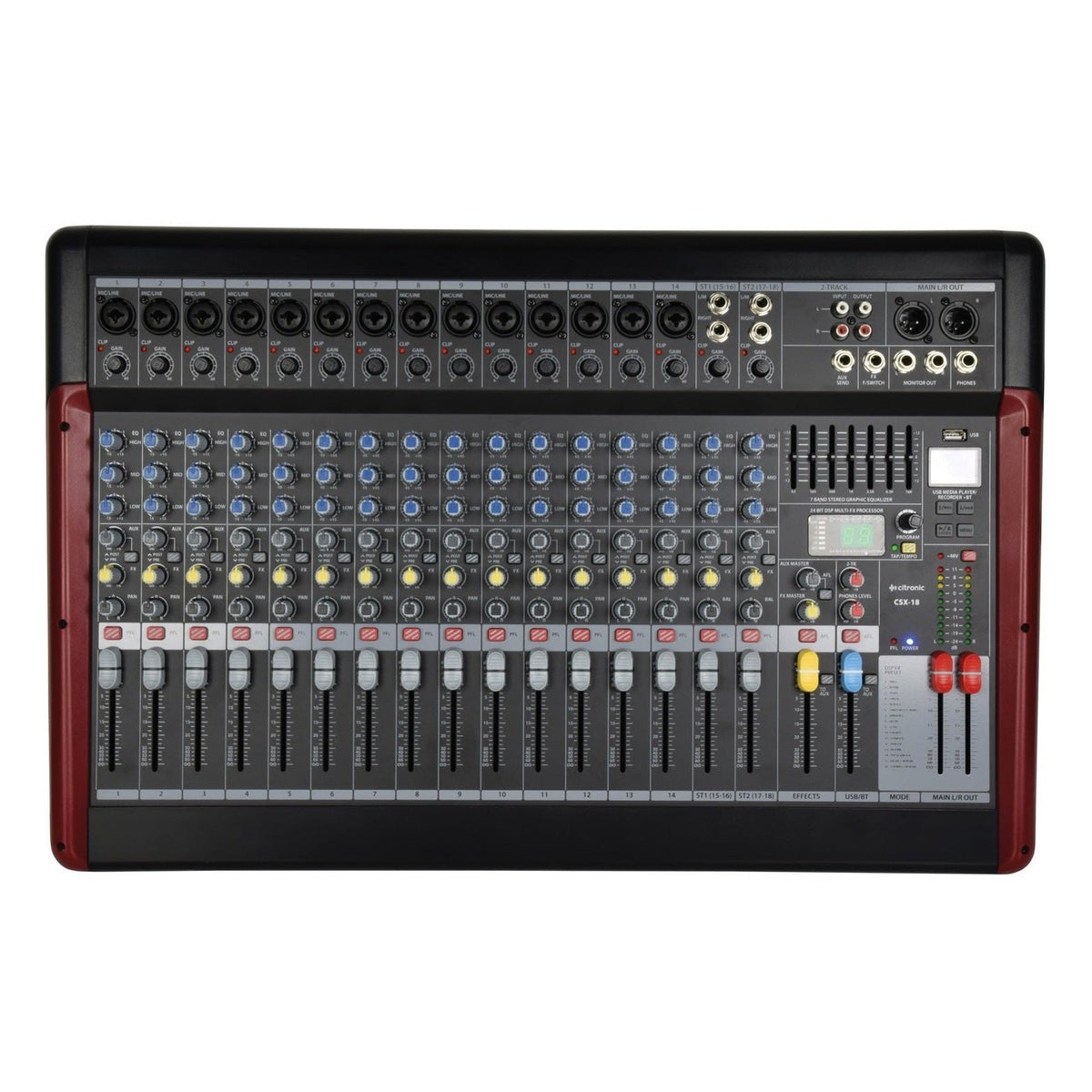 Citronic CSX-18 Live Mixer with Bluetooth, USB & DSP Effects 1