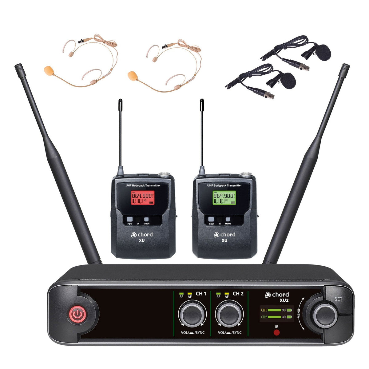 Chord XU2 Dual Lavalier/Headset UHF Wireless Microphone System 1
