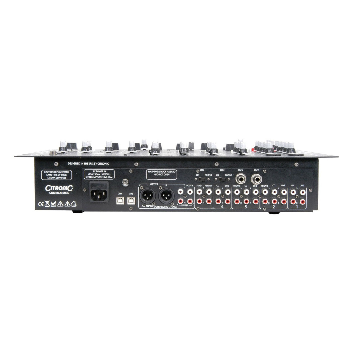 Citronic CDM10:4 MK5 4-Channel 19" USB DJ Mixer 3