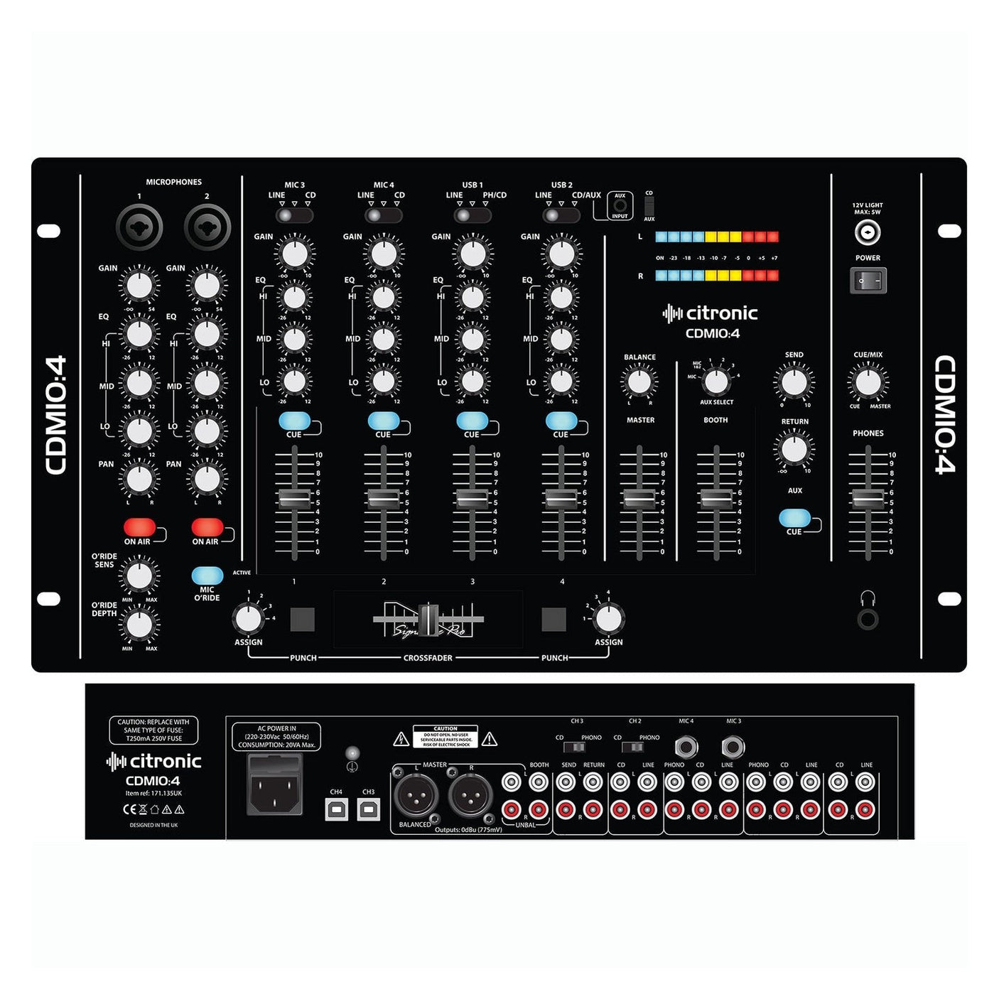Citronic CDM10:4 MK5 4-Channel 19" USB DJ Mixer 4