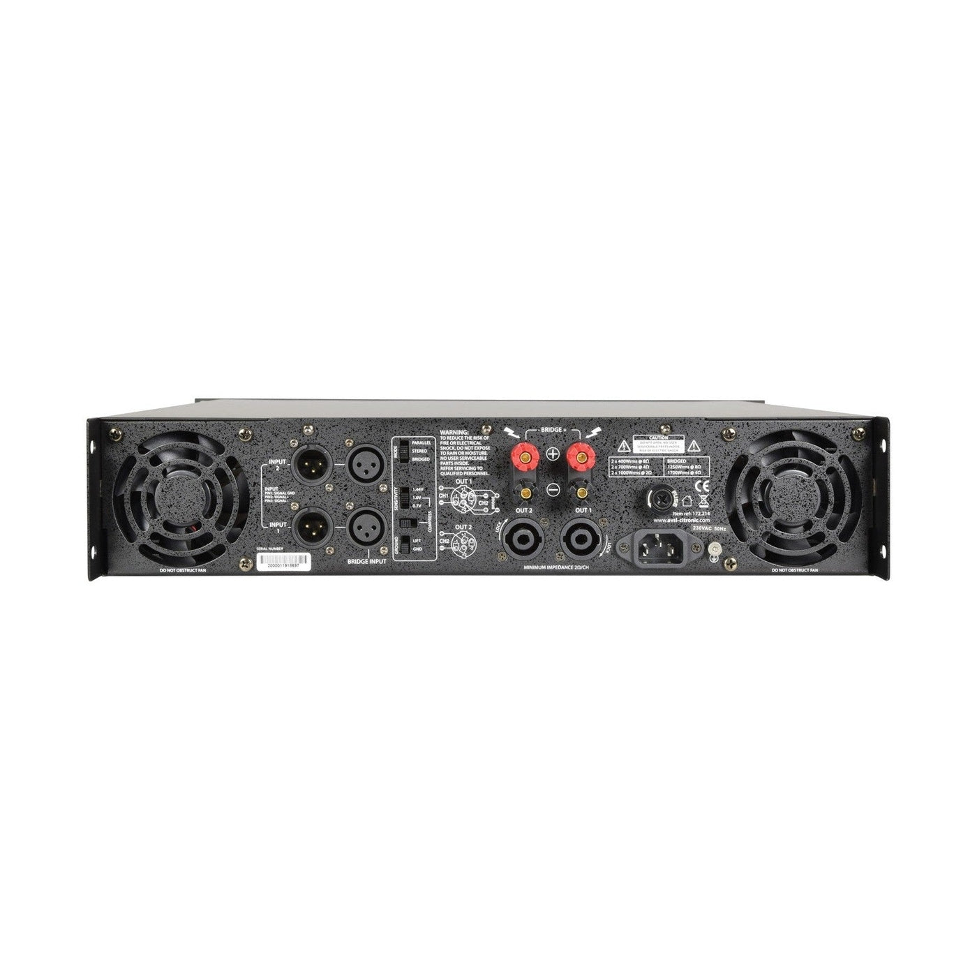 Citronic PLX2000 2-Channel Power Amplifier - 2 x 1000W @ 2Ω 3