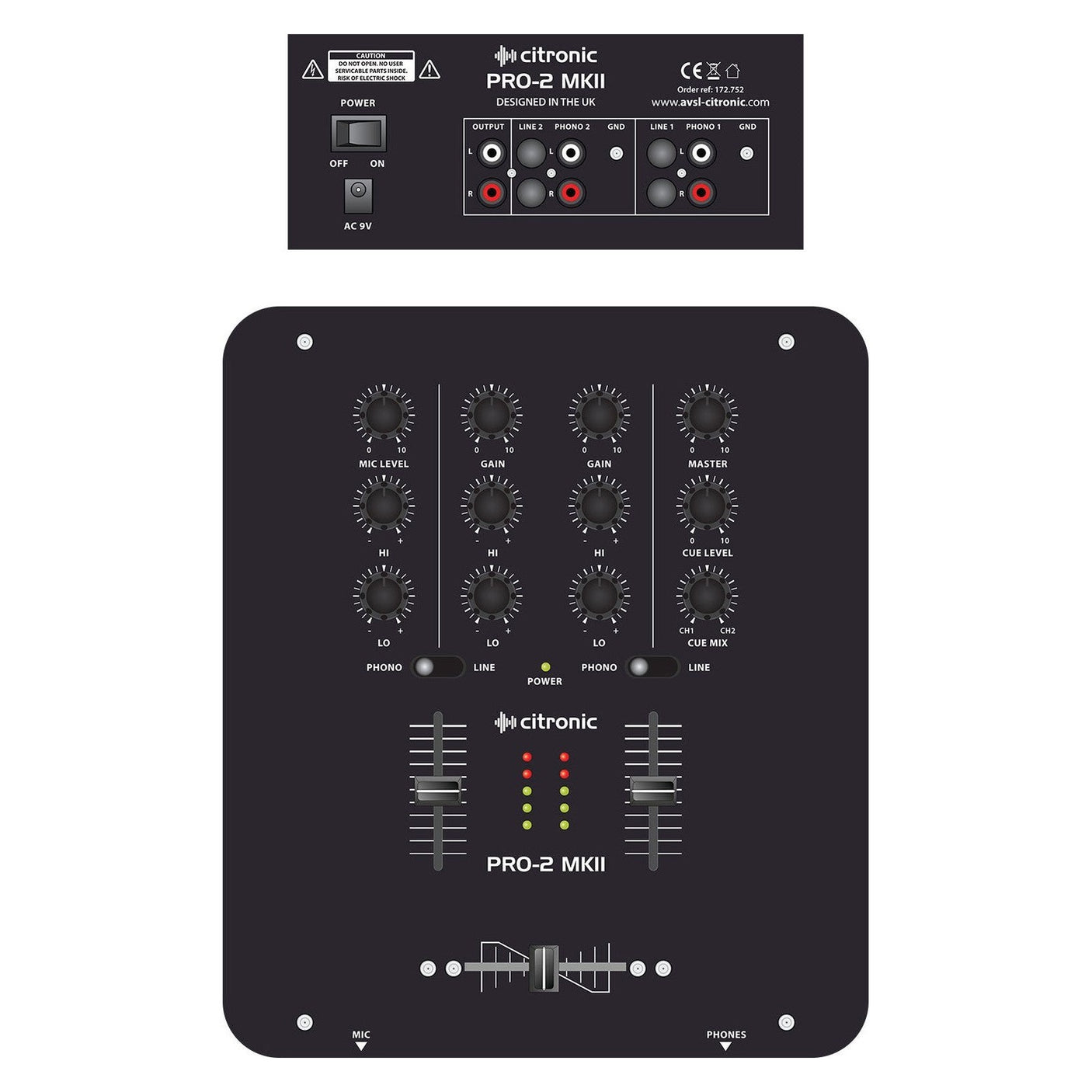 Citronic PRO-2 MKII 2-Channel DJ Mixer 6