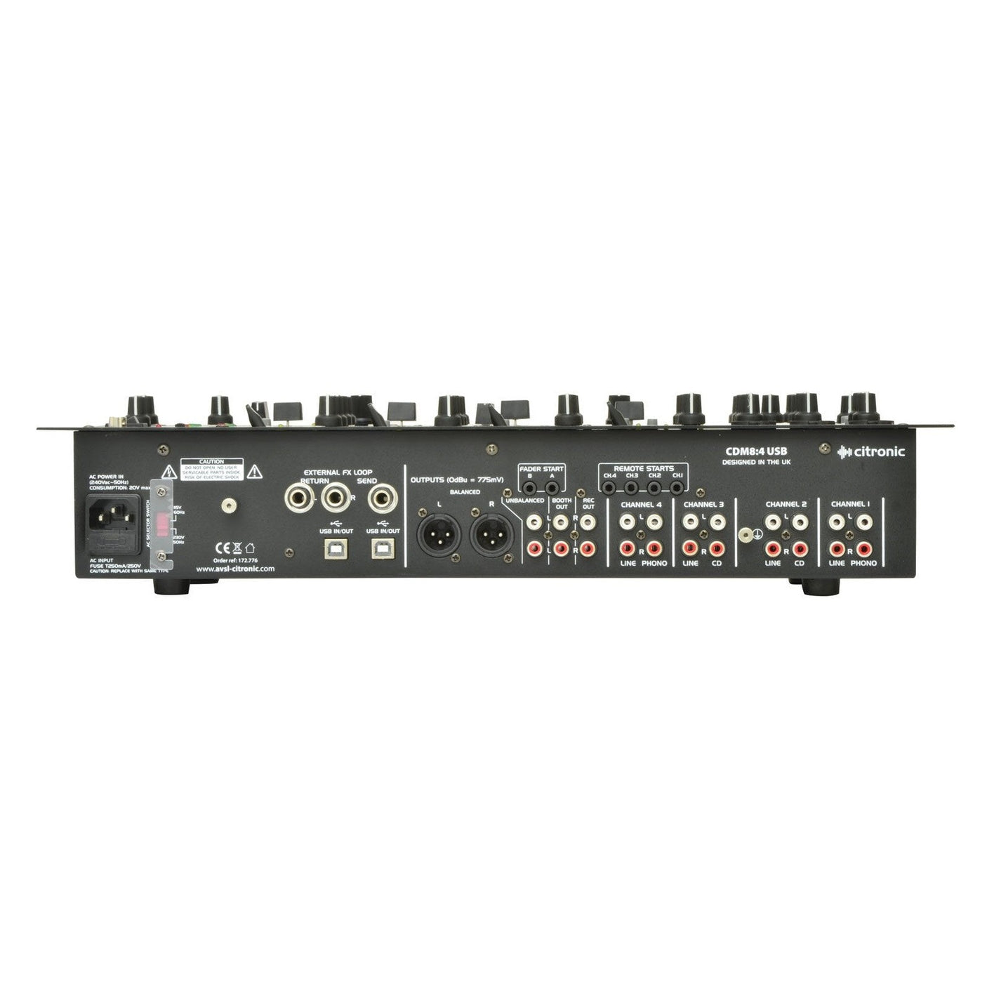 Citronic CDM8:4 USB 4-Channel 19" DJ Mixer 4