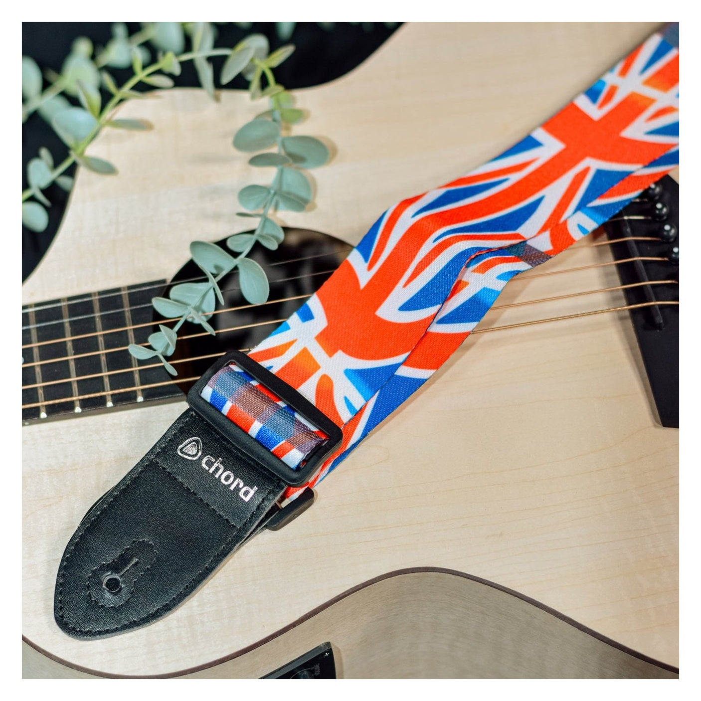 Chord Printed Design Webbing Guitar Strap - Union Flag STP-UK1 3