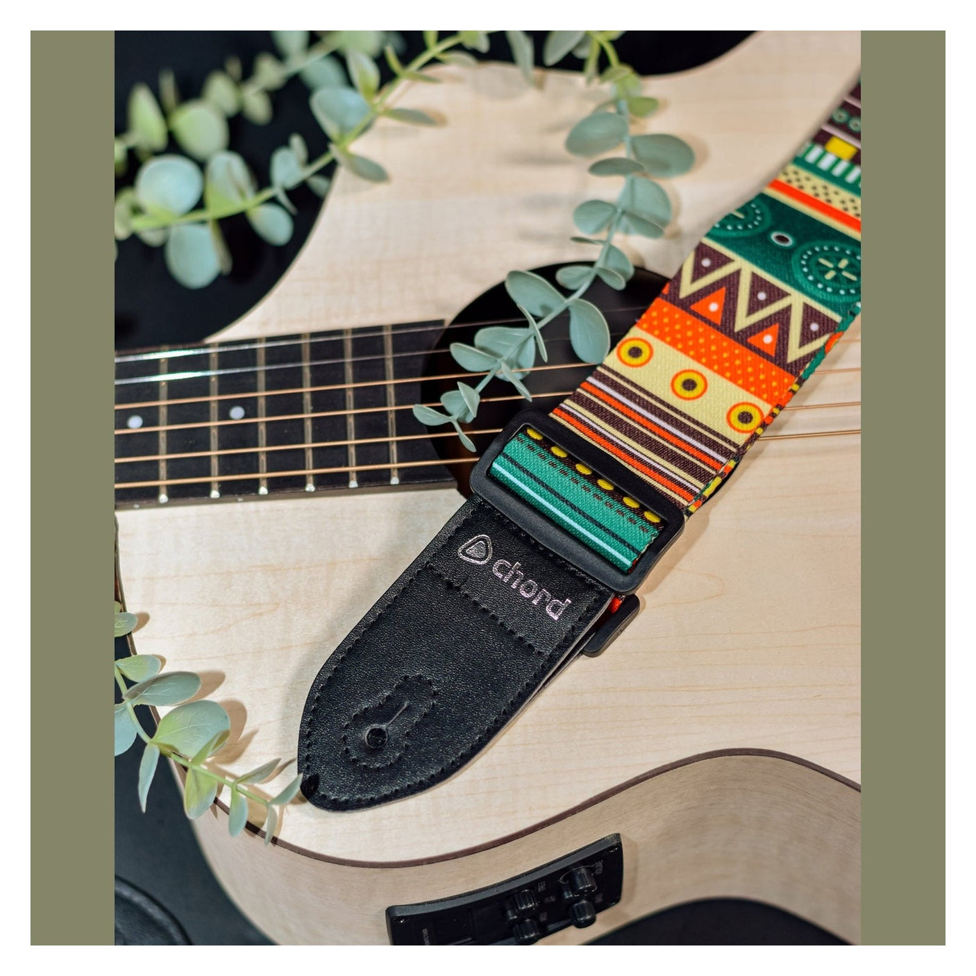 Chord Printed Design Webbing Guitar Strap - Aztec Design STP-AZT1 2