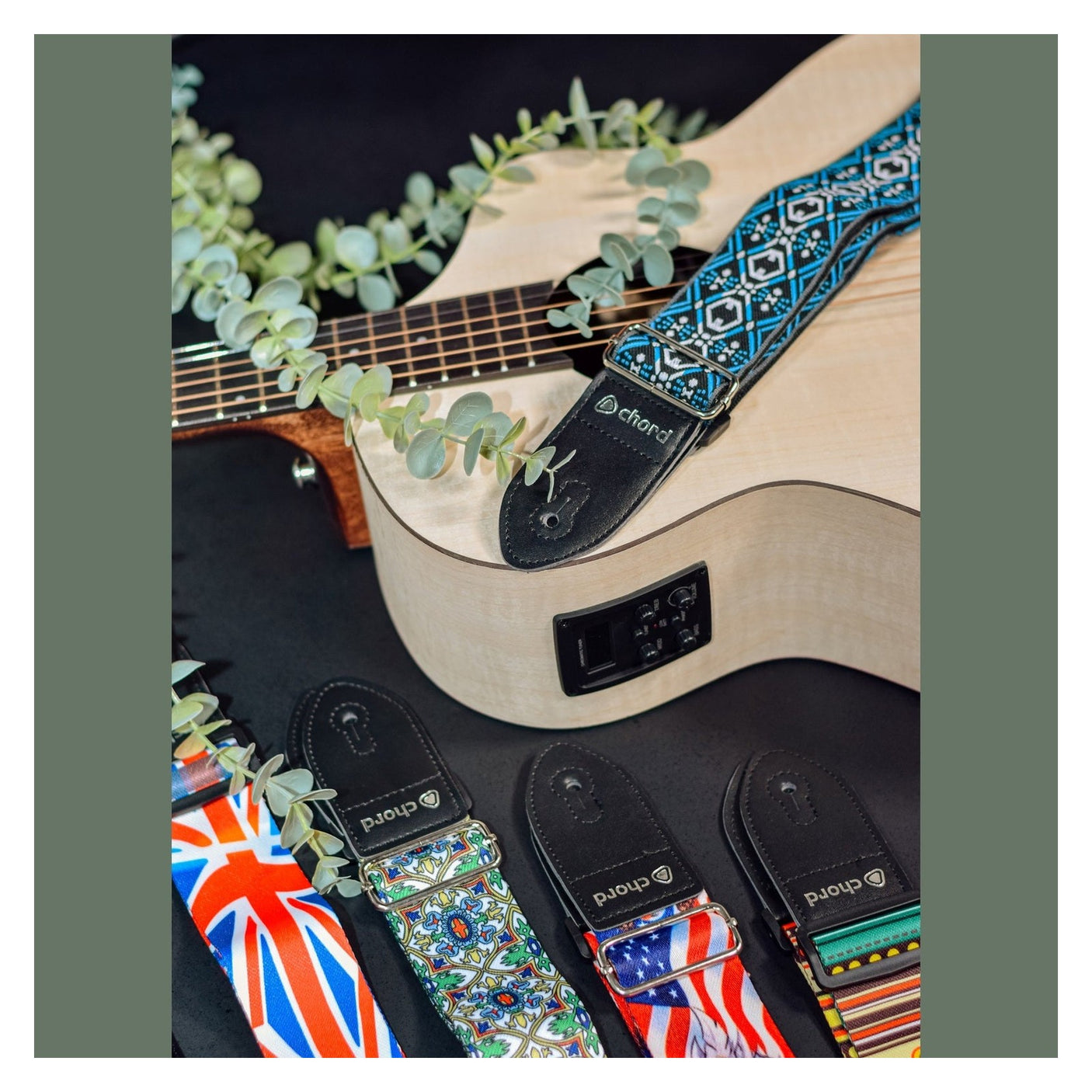 Chord Deluxe Embroidered Design Guitar Strap - Blue Jacquard STP-BLJ2 2
