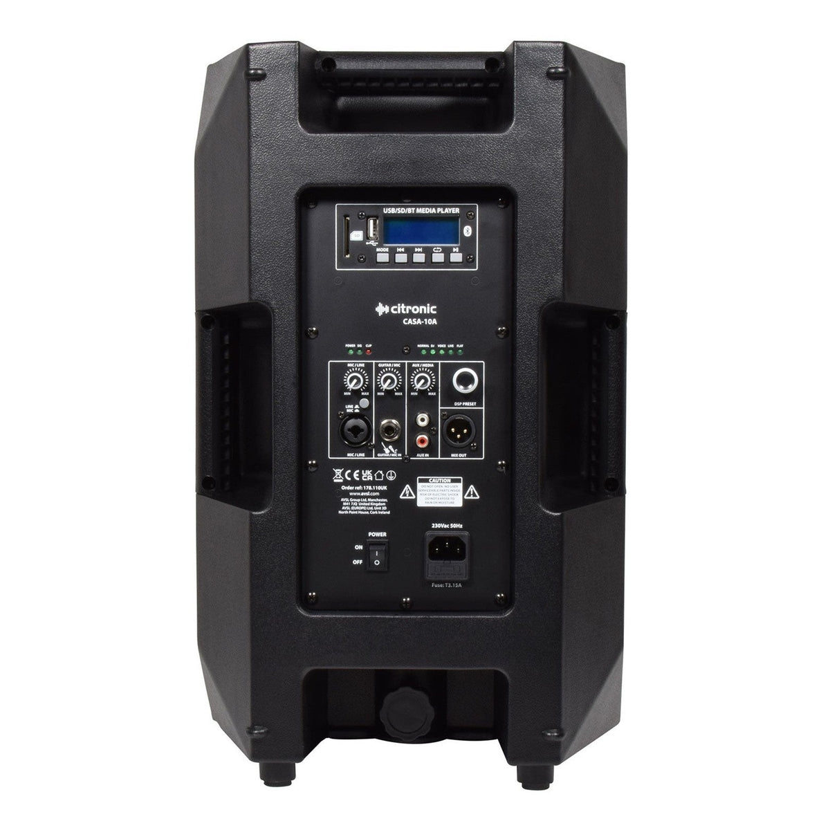 Citronic CASA-10A 10" Active PA Speaker With DSP, USB/SD & Bluetooth 3