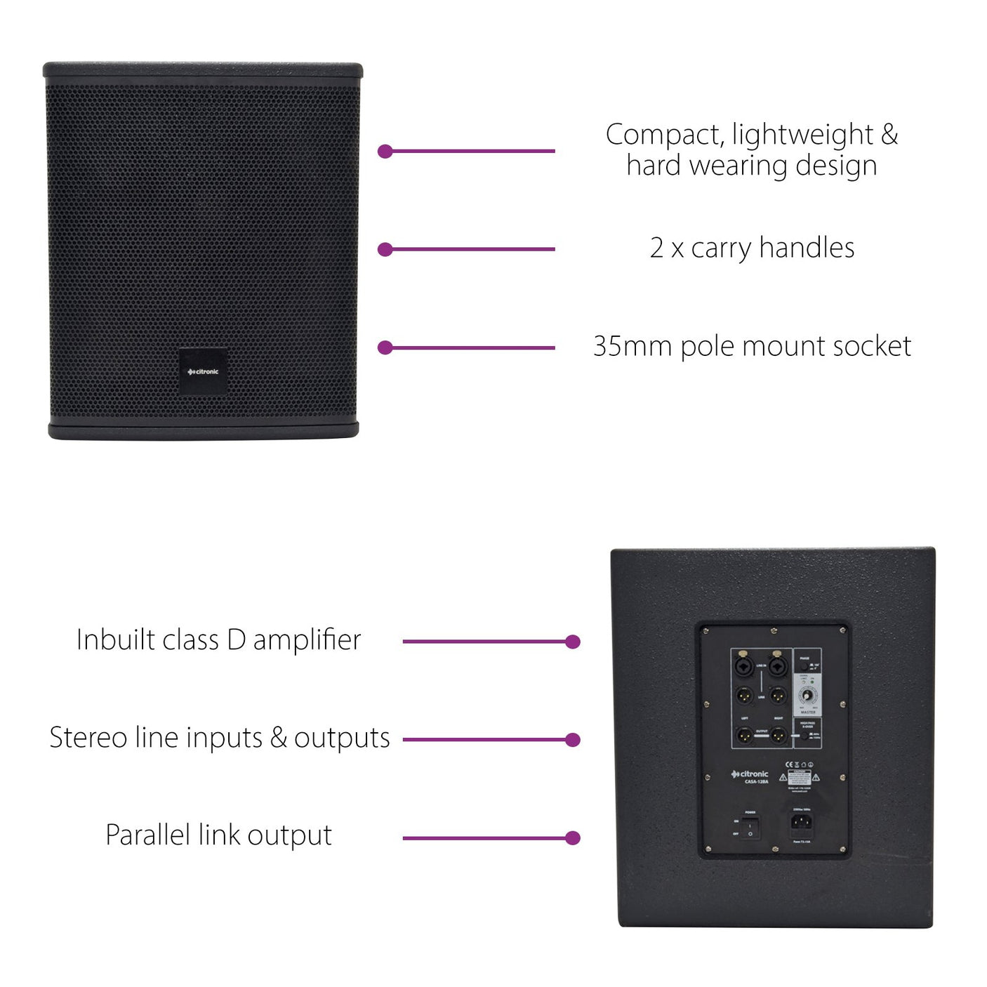 Citronic CASA-18BA 18" 600W Active PA Subwoofer 6