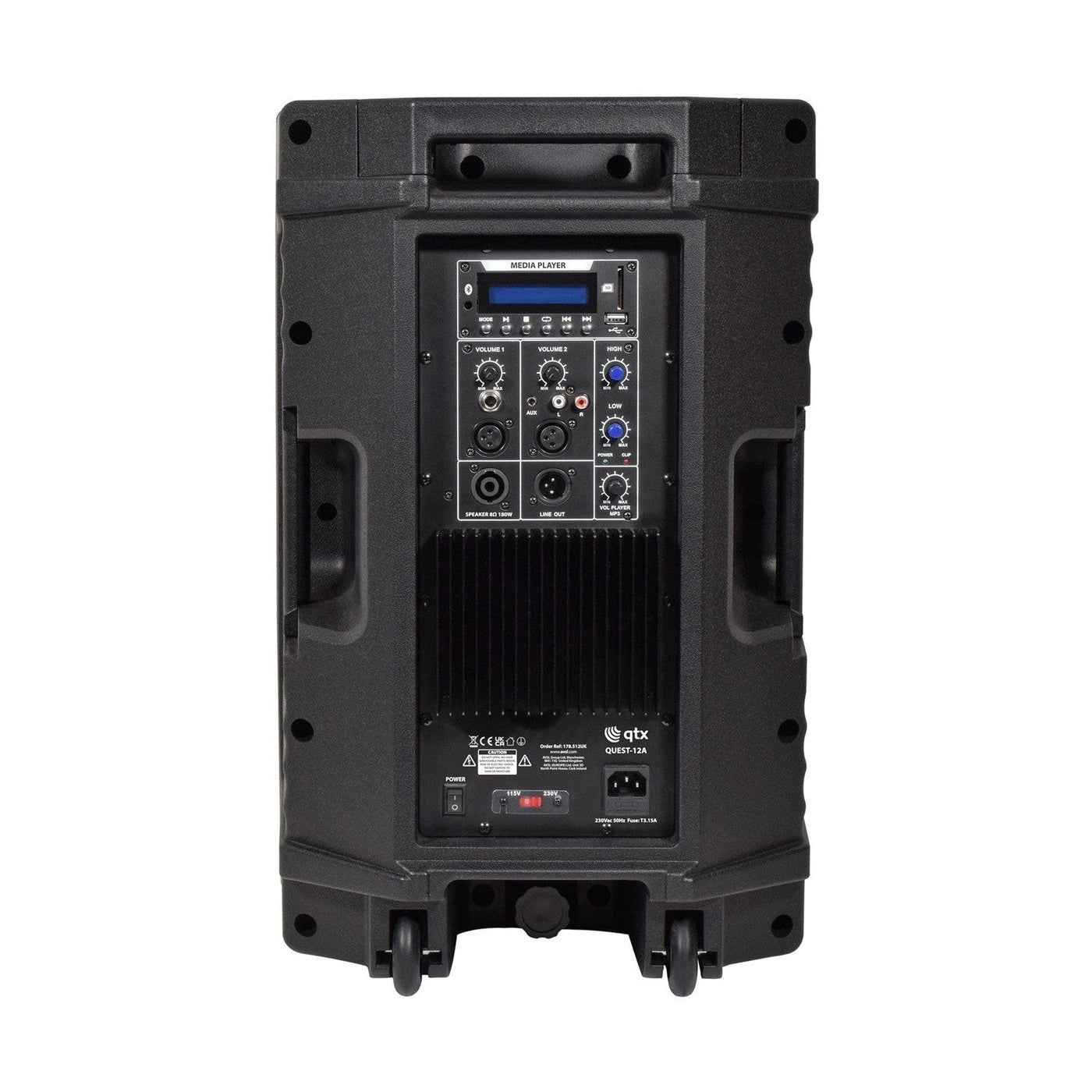 QTX QUEST-12A 12" Active PA Speaker With Bluetooth & USB/SD Media Player 4