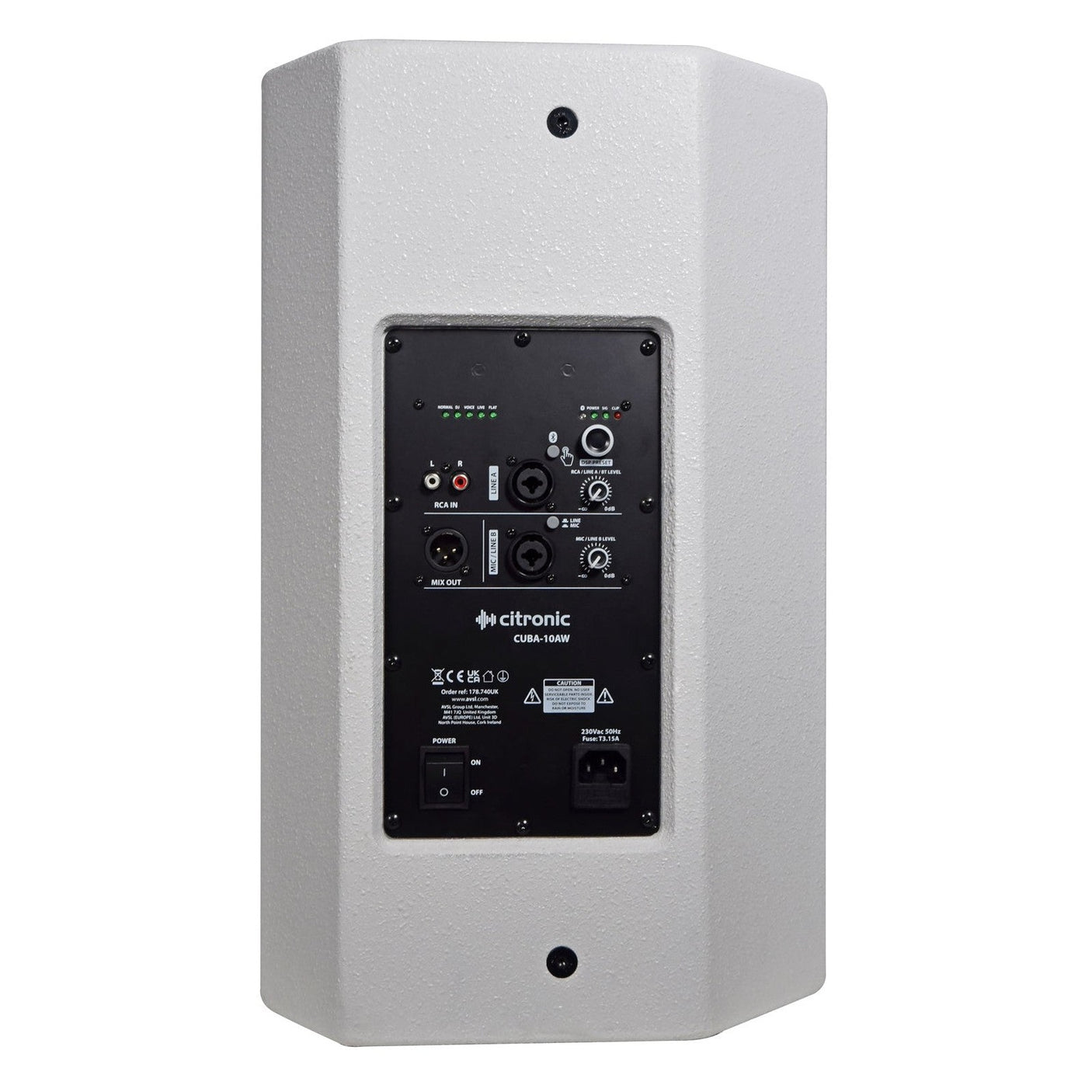 Citronic CUBA-10AW 10" 270W Active PA Speaker With DSP & Bluetooth – White 4
