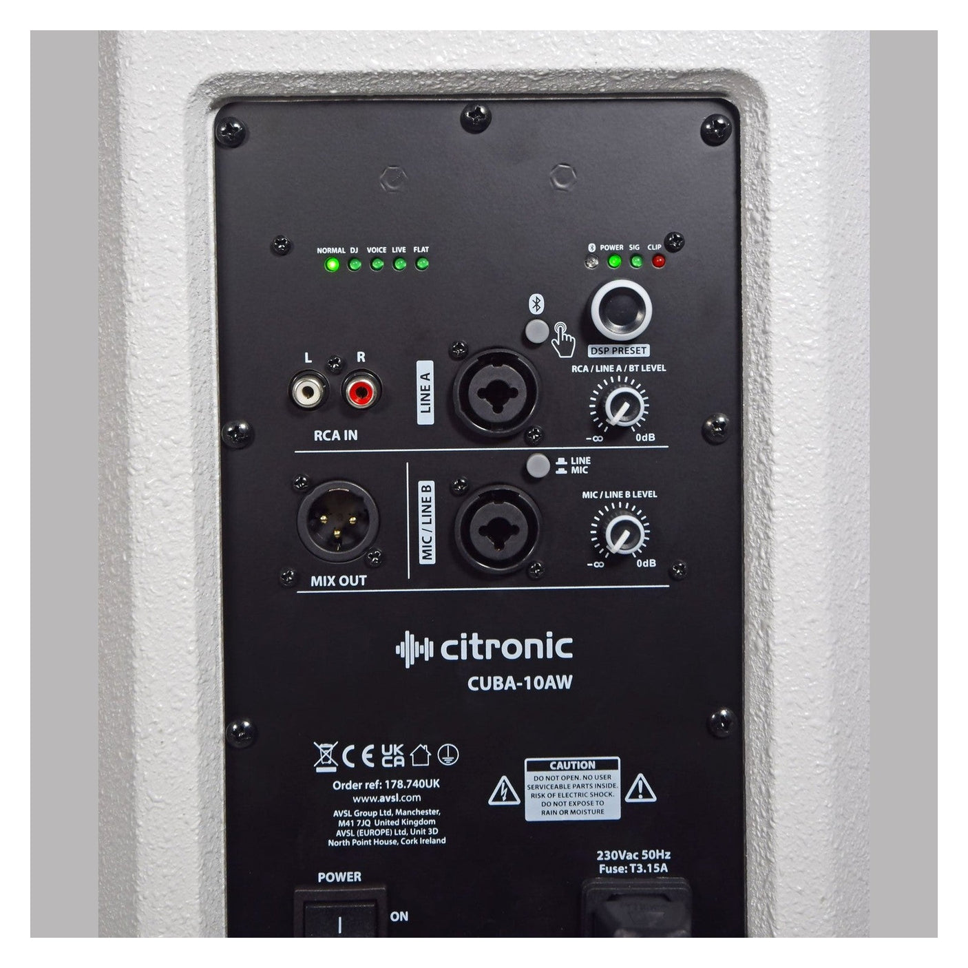 Citronic CUBA-10AW 10" 270W Active PA Speaker With DSP & Bluetooth – White 6