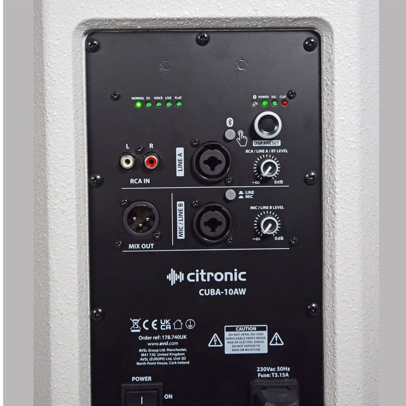 Citronic CUBA-10AW 10" 270W Active PA Speaker With DSP & Bluetooth – White 6
