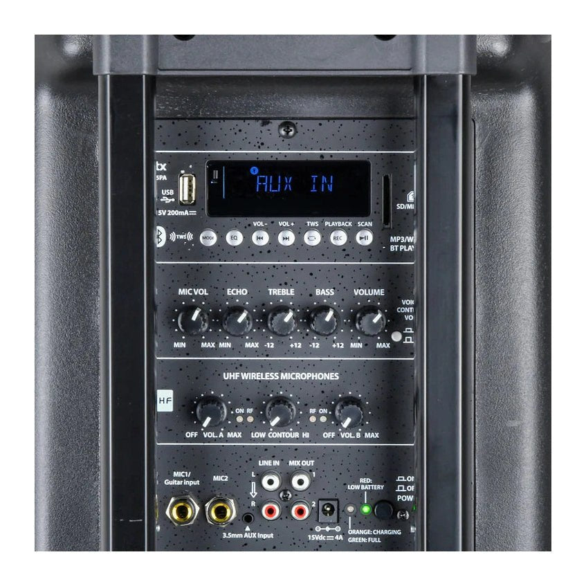 QTX QR15PA Portable PA Speaker with TWS 15" + 2x UHF Mics 5