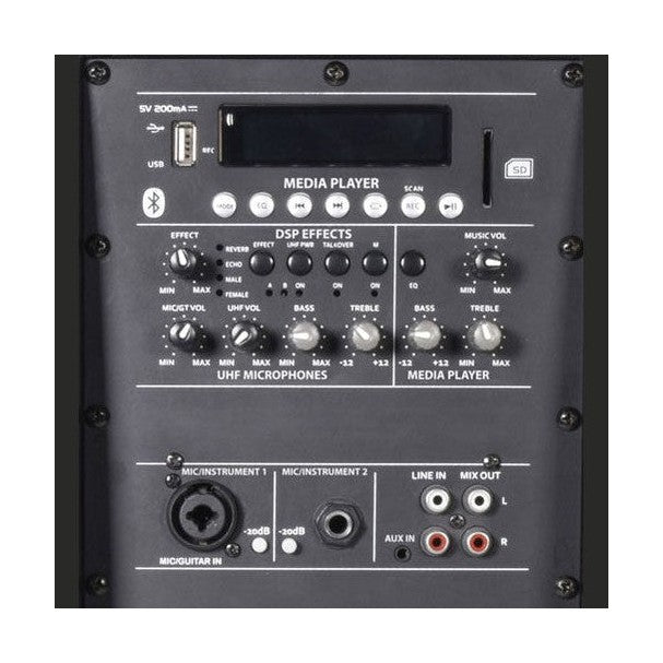 QTX QOVA-12PA - 200W Portable 12" Battery Operated PA System with Dual UHF Wireless Mics 4
