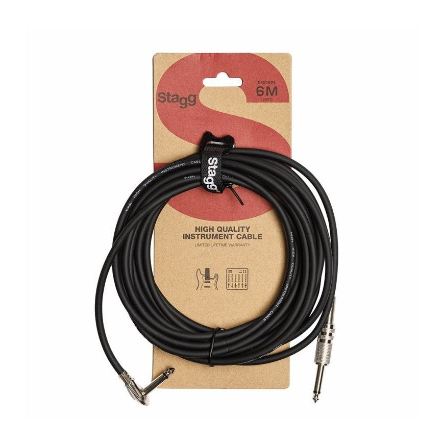 Stagg SGC6PL Instrument Cable, Straight Jack To Right Angled Jack — 6m 1