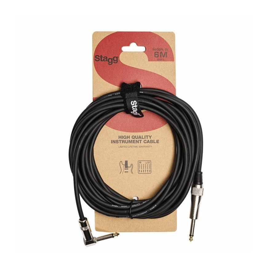 Stagg SGC6PL DL Deluxe Instrument Cable, Straight Jack To Right Angled Jack — 6m 1