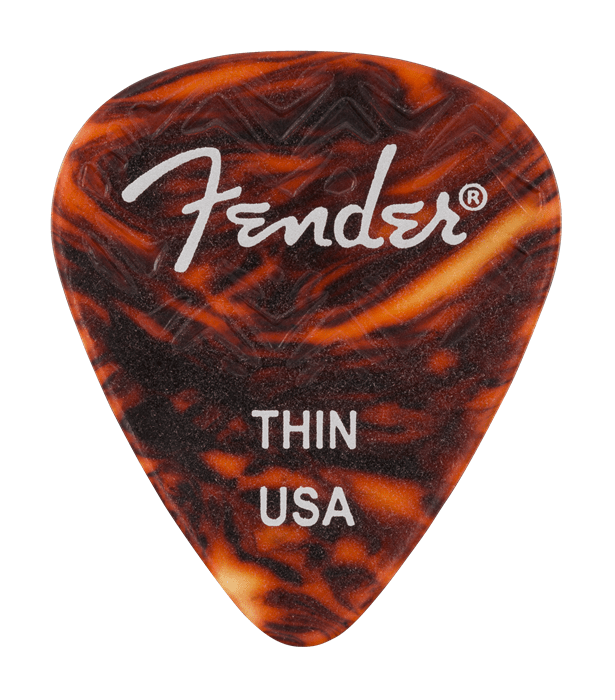 Fender Wavelength Celluloid Plectrums, 351 Shape, Thin — Tortoise Shell, 6-Pack