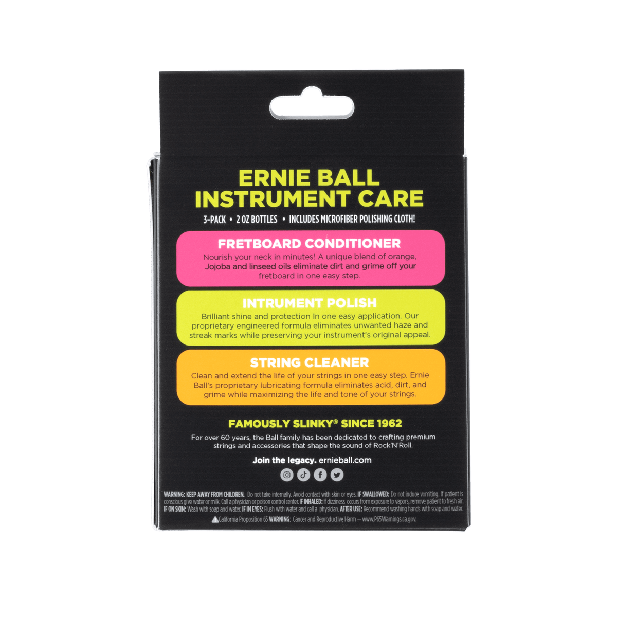 Ernie Ball Instrument Care 3-Pack With Microfibre Polish Cloth P04225 2