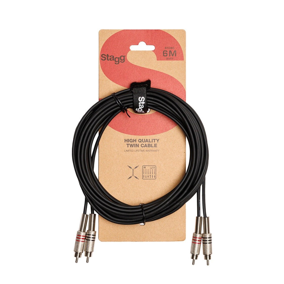 Stagg STC6C Twin RCA to RCA Cable - 6m/20ft 2