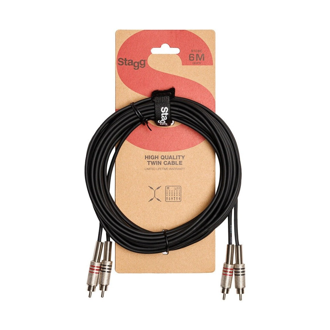 Stagg STC6C Twin RCA to RCA Cable - 6m/20ft 2