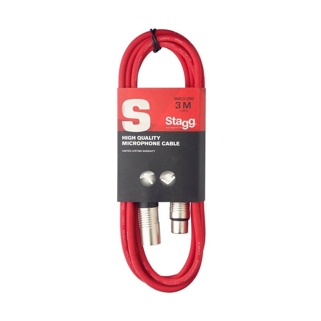 Stagg SMC3-CRD - 3m XLR Male to Female Cable Red 1