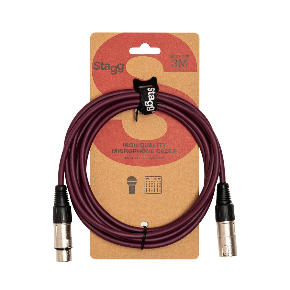 Stagg SMC3 3m XLR Male to Female Cable - Purple 2