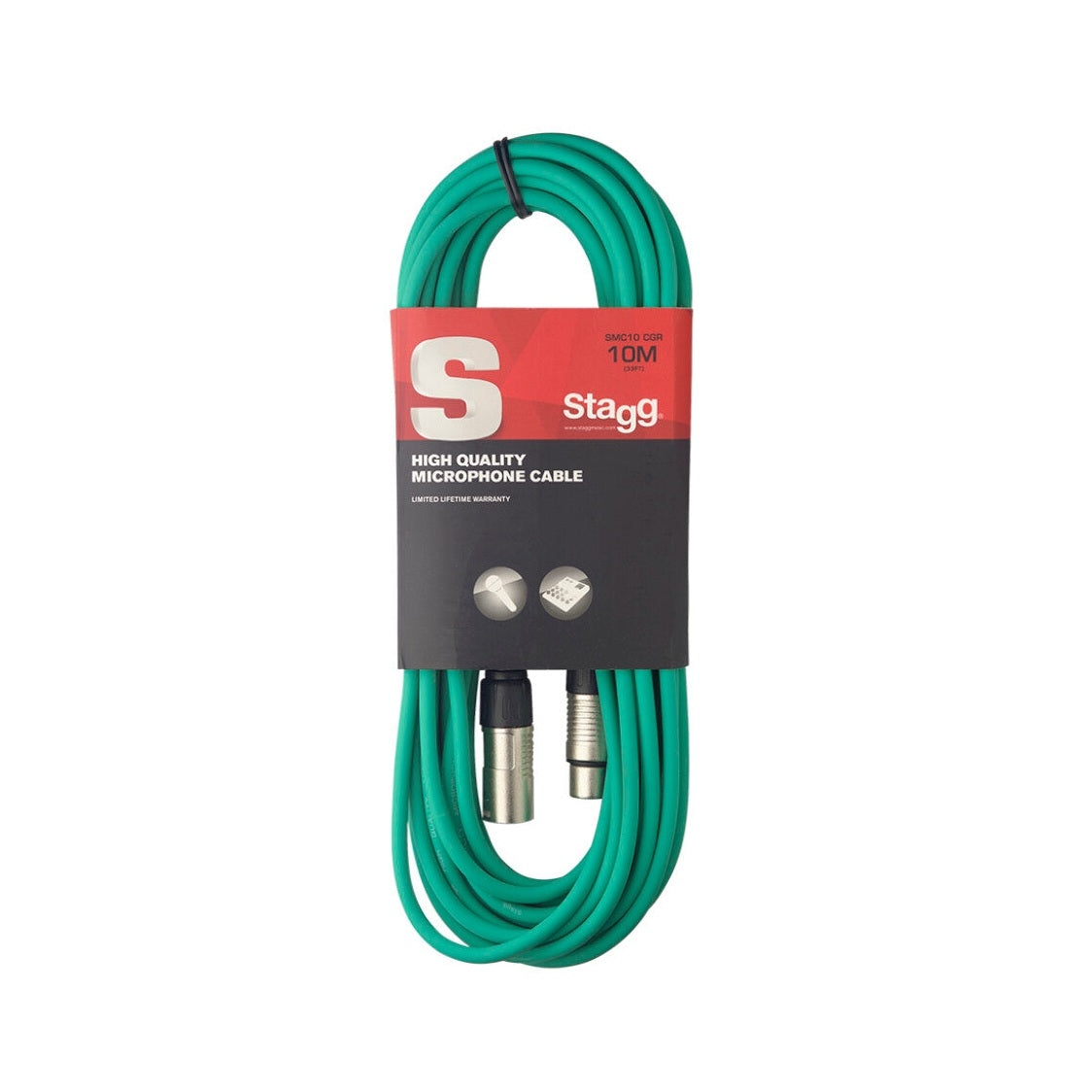 Stagg SMC10 10m XLR Male to Female Cable - Green 2