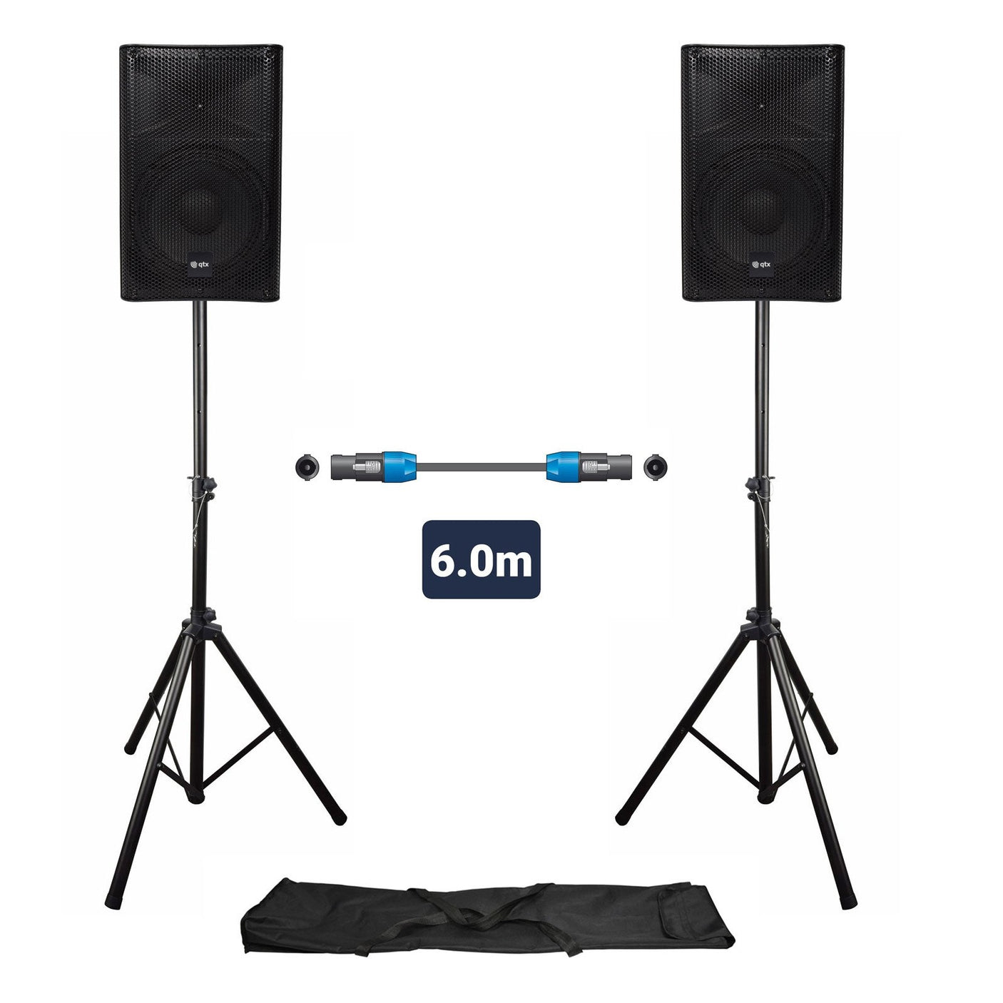 QTX QUEST-10 Portable PA Speaker Package | Active & Passive Bundle With Stands 1