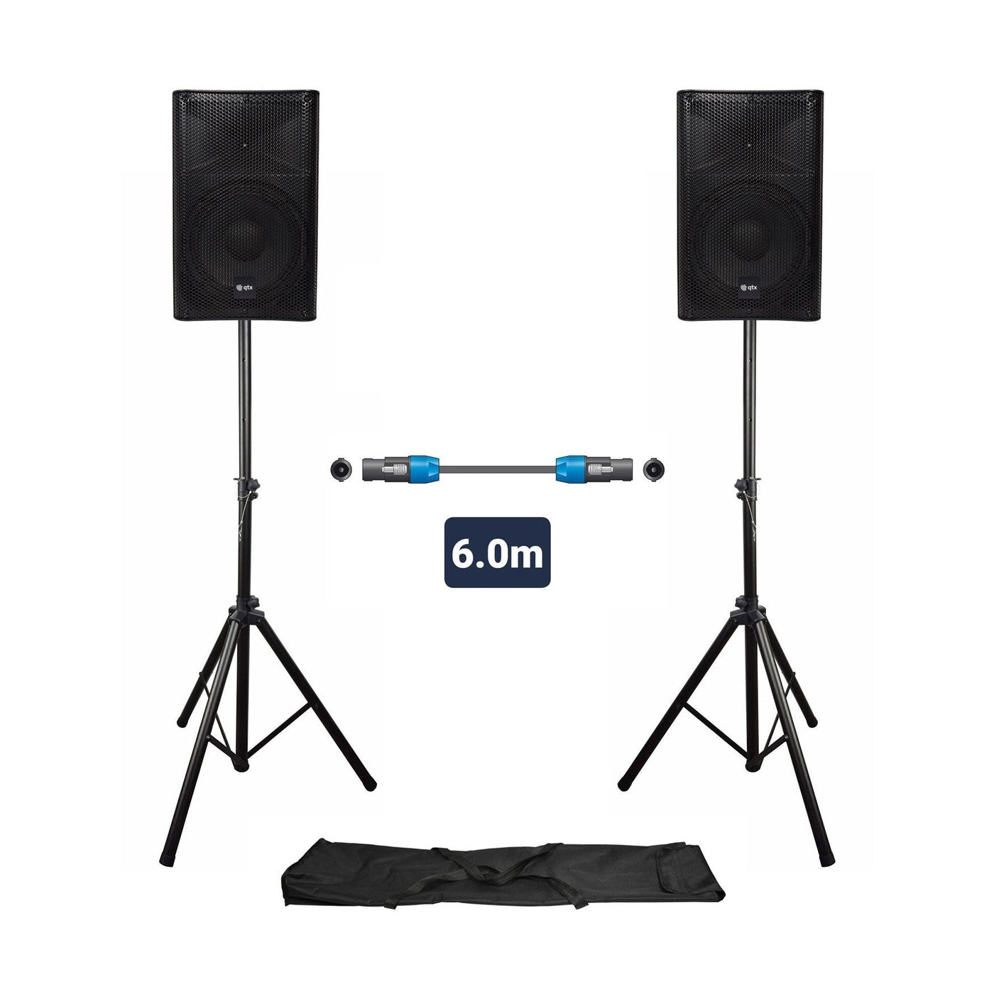 QTX QUEST-10 Portable PA Speaker Package | Active & Passive Bundle With Stands 1