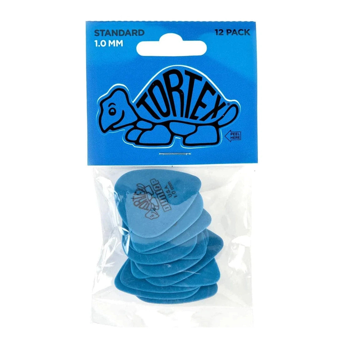 Jim Dunlop Tortex Standard Guitar Picks - 12 Pack Blue - 1.0mm 1