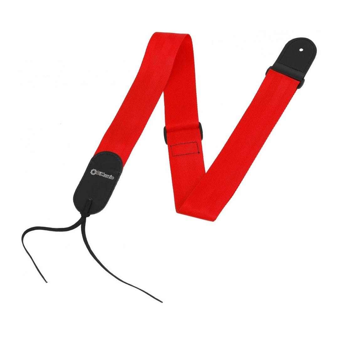 Dimarzio DD3100NRD - Nylon Leather Seatbelt Strap with Leather Ends Red 1