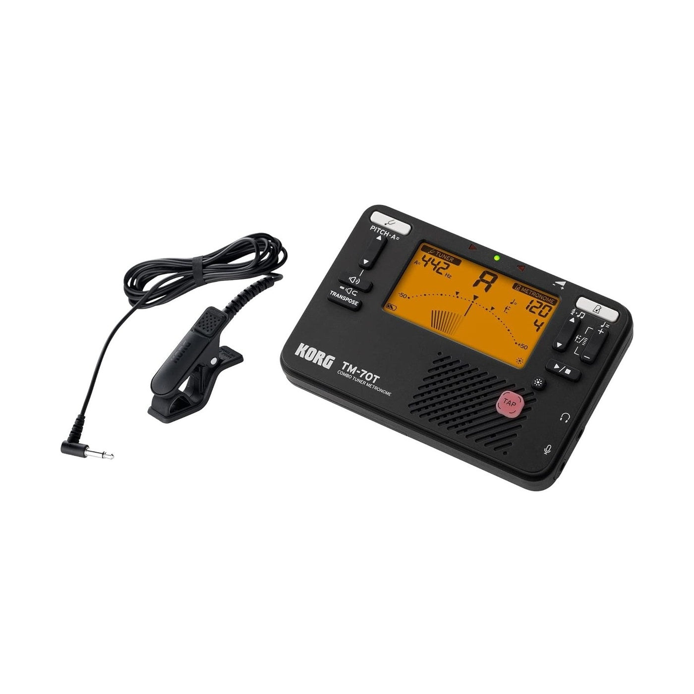 Korg TM-70C Combo Tuner Metronome with Contact Microphone - Black 1