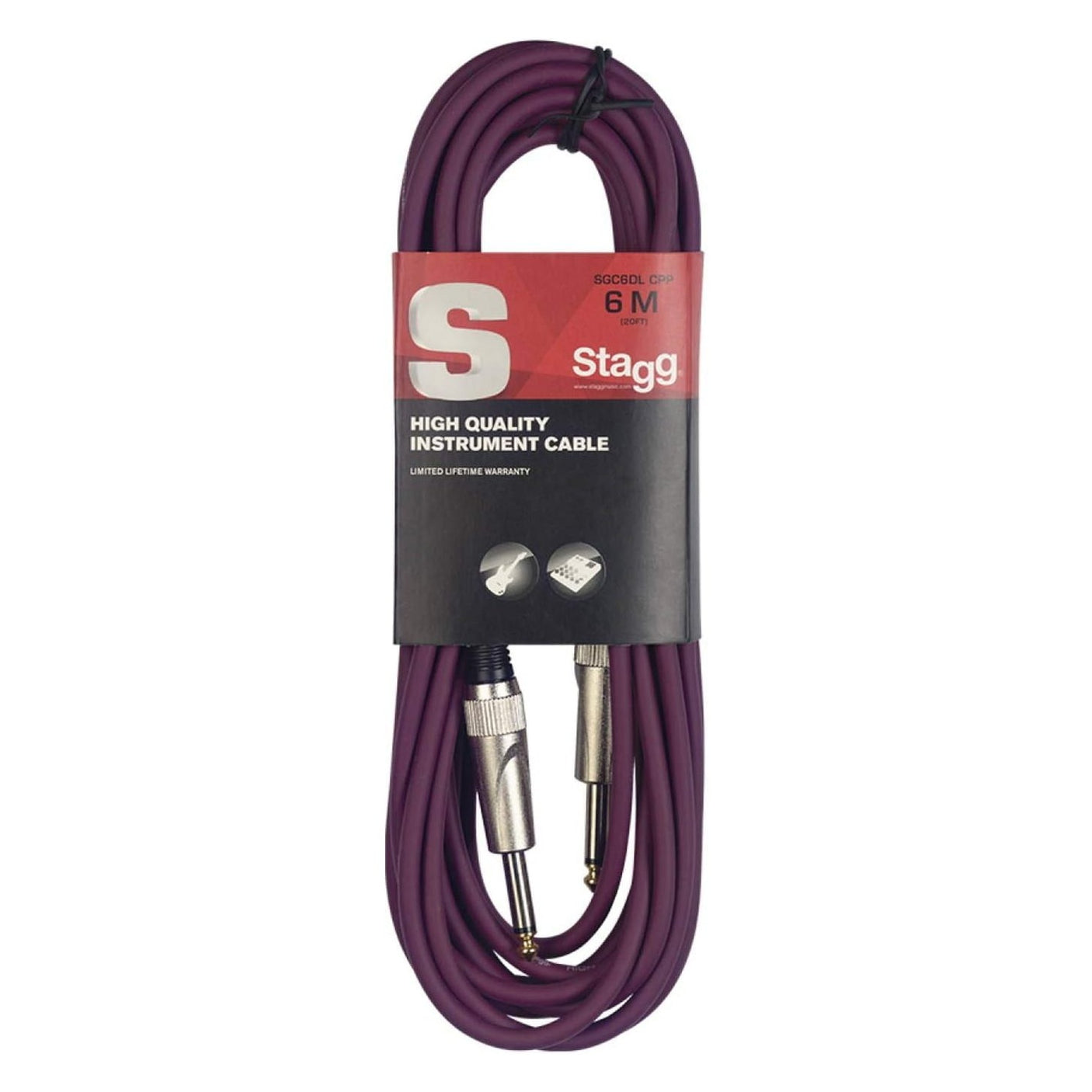Stagg SGC3DL CPP Deluxe Instrument Cable, Mono Jack-Mono Jack — 3M Purple 1