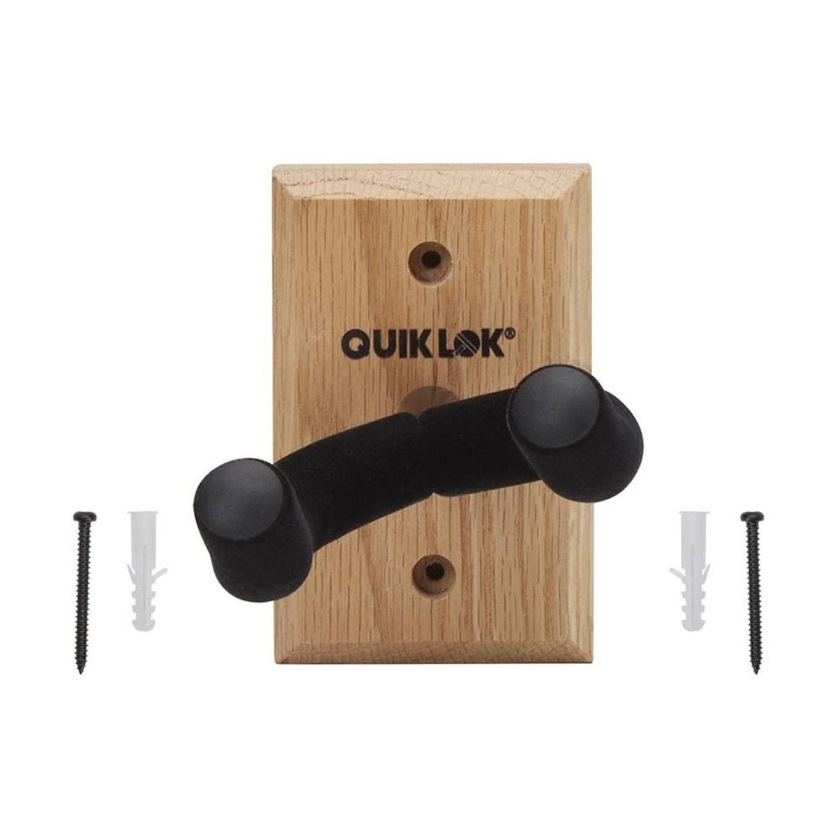 Quiklok GSW001 Wall-Mount Guitar & Bass Hanger With Oak Wooden Base 3