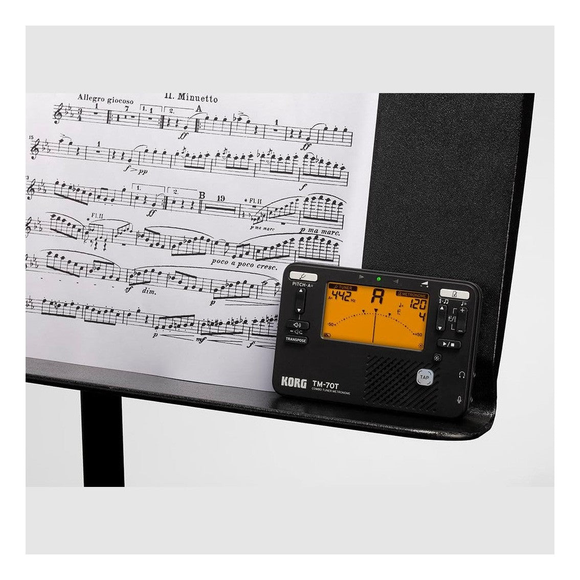 Korg TM-70C Combo Tuner Metronome with Contact Microphone - Black 3