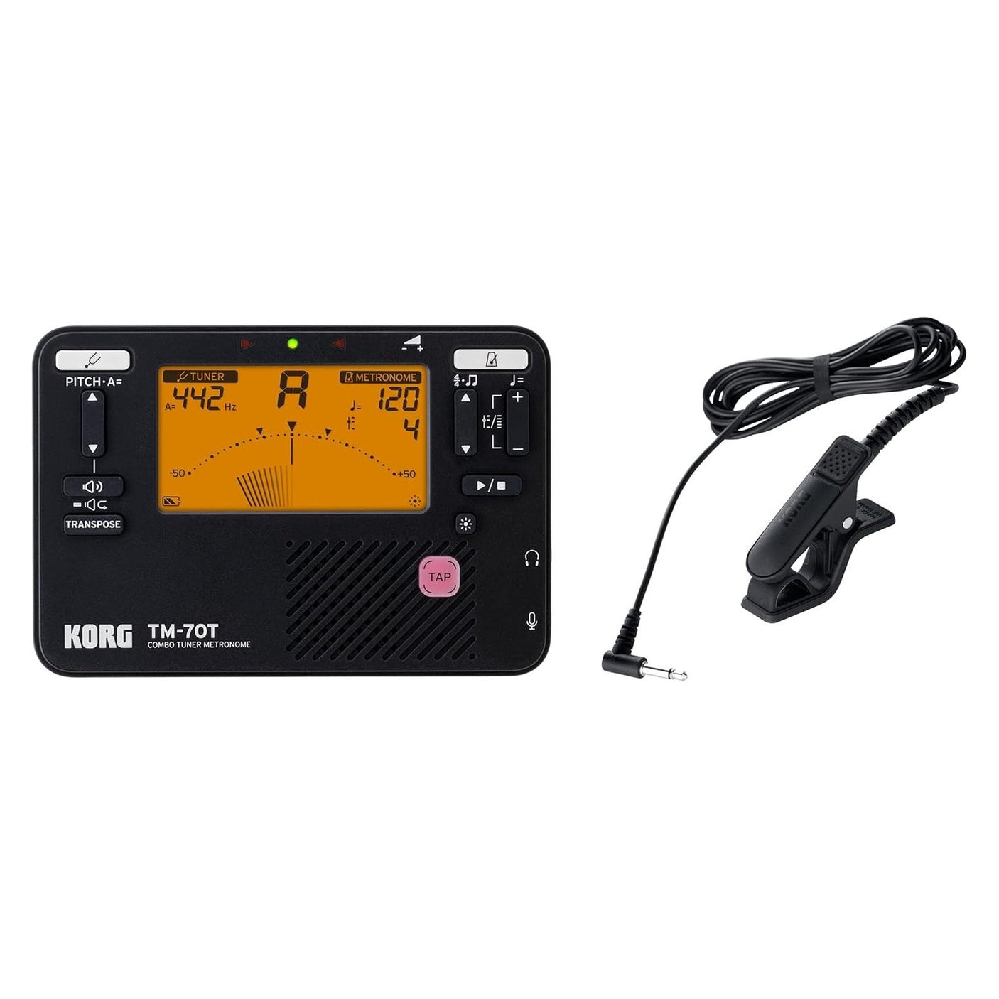 Korg TM-70C Combo Tuner Metronome with Contact Microphone - Black 2