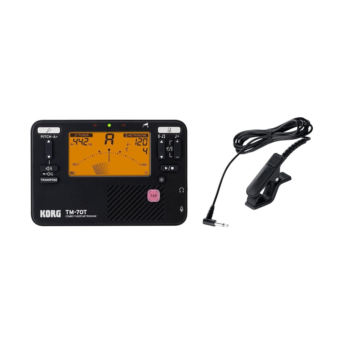 Korg TM-70C Combo Tuner Metronome with Contact Microphone - Black 2