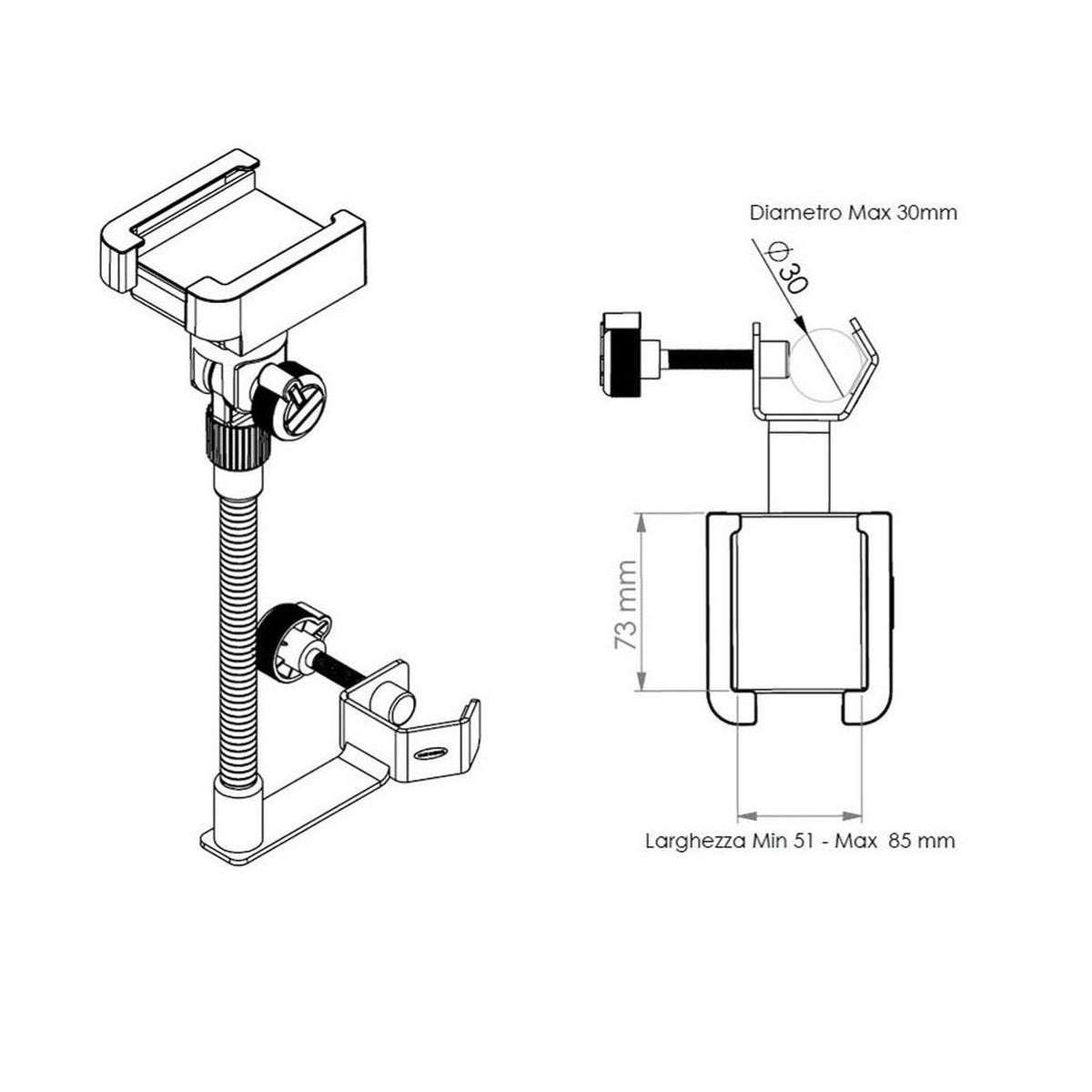 Quiklok SMS001 Universal Smartphone Holder For Microphone Stands 8