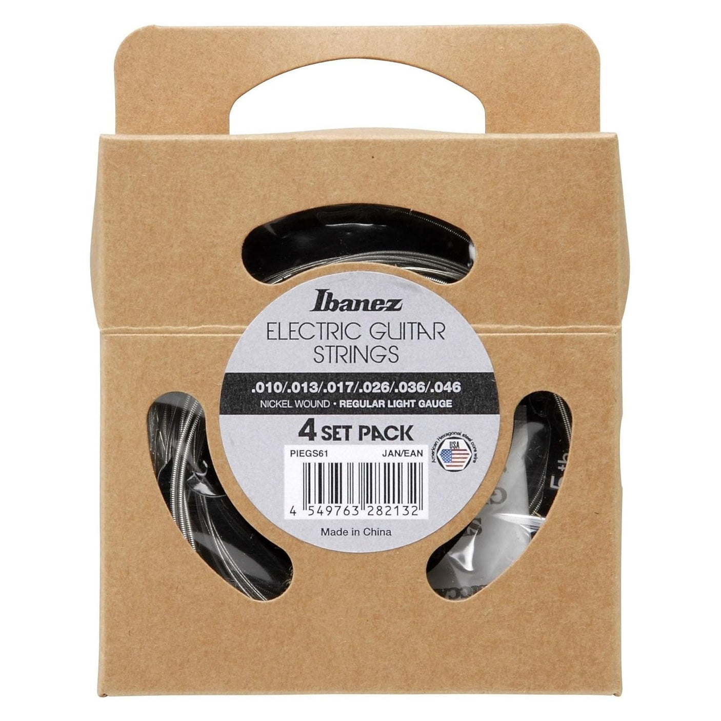 Ibanez PIEGS61 Nickel Wound Electric Guitar Strings — Light, 6-String, .010-.046 4-Pack 1
