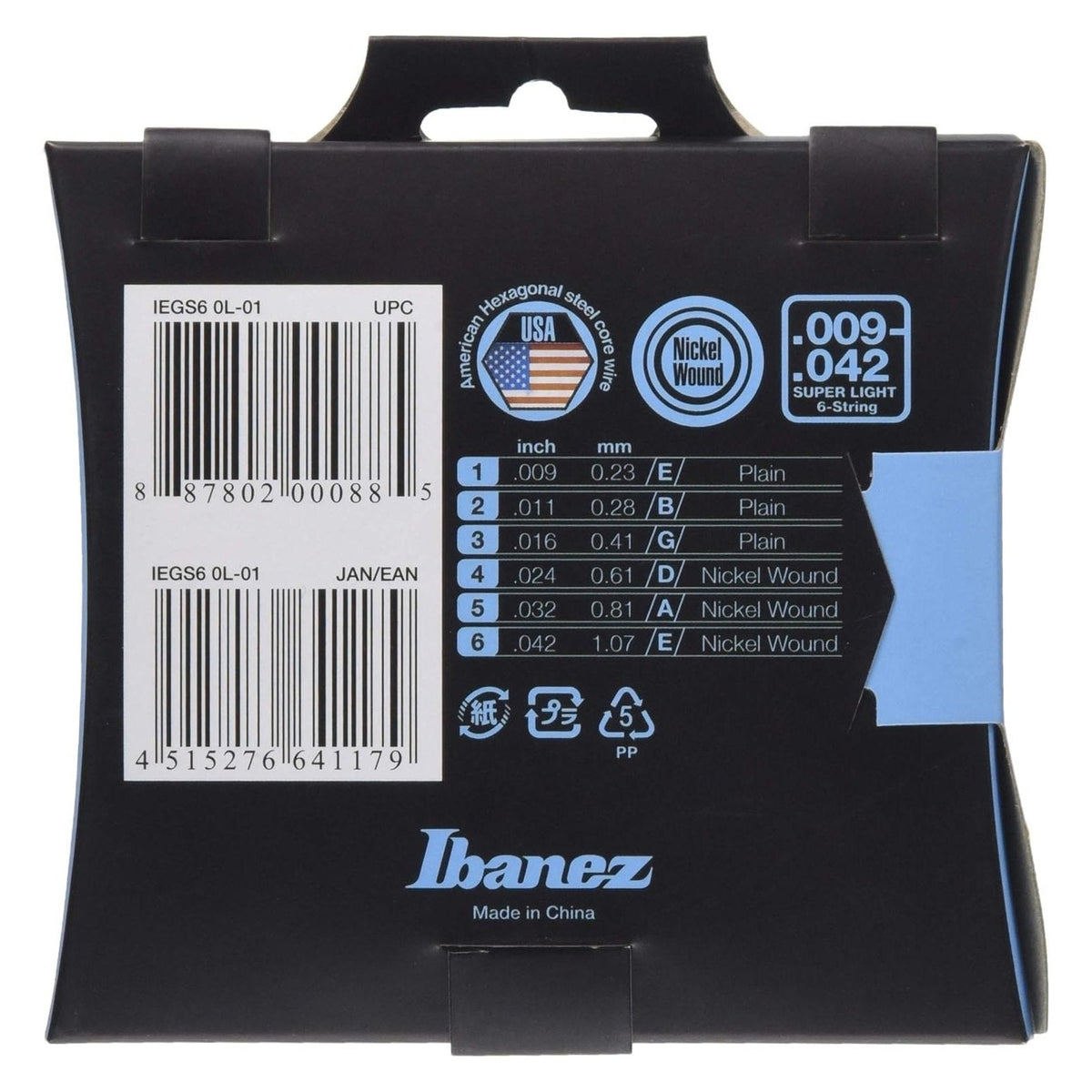 Ibanez IEGS6 Electric Guitar Strings Super Light Gauge, Silver 2