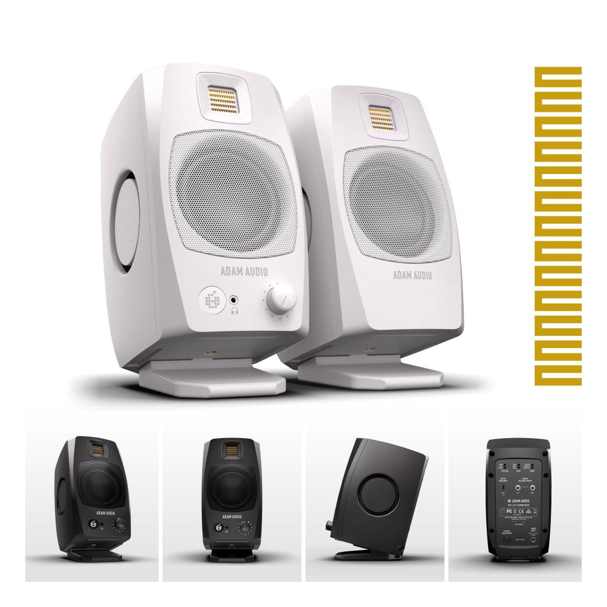 ADAM Audio D3V Active Desktop Monitor Speakers Pair - Black or White 3