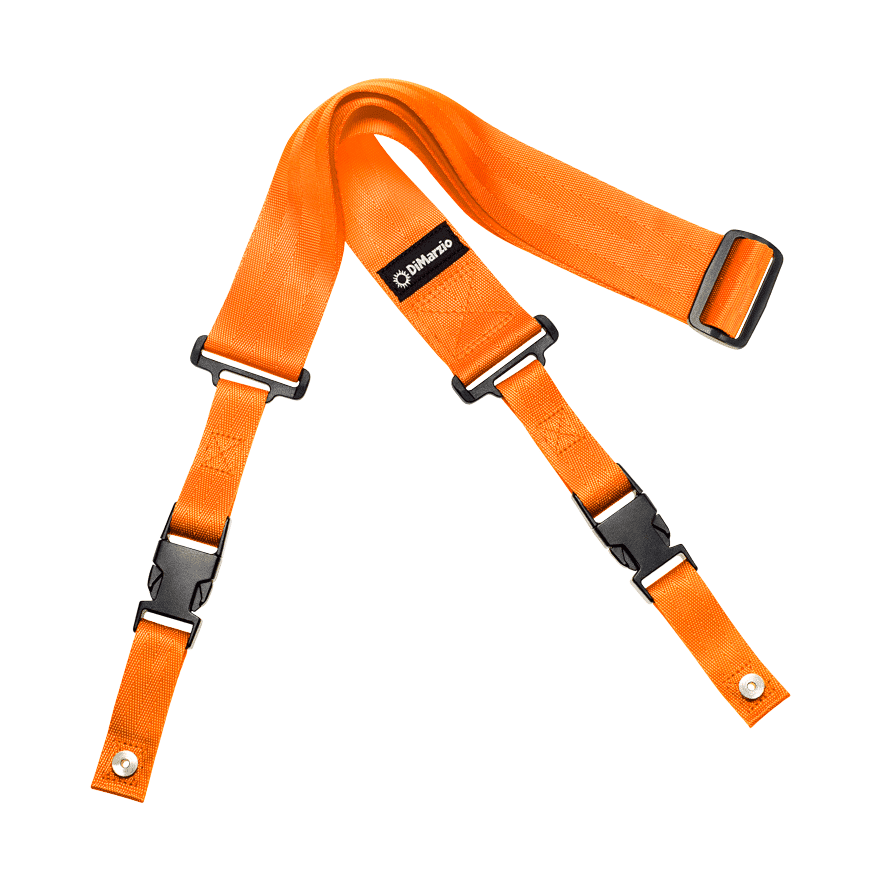 DiMarzio DD2200OR 2" ClipLock® Nylon Guitar Strap – Neon Orange 1