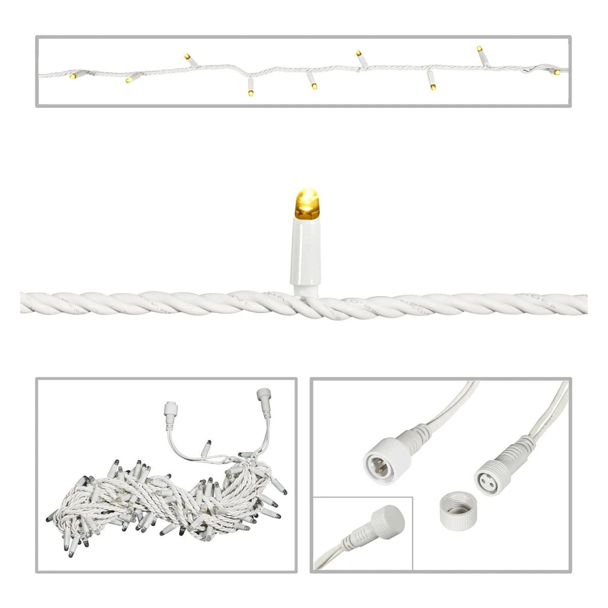 Elumen8 10m Heavy-Duty Rubber Dimmable LED String Lights – Warm White, White Cable 1
