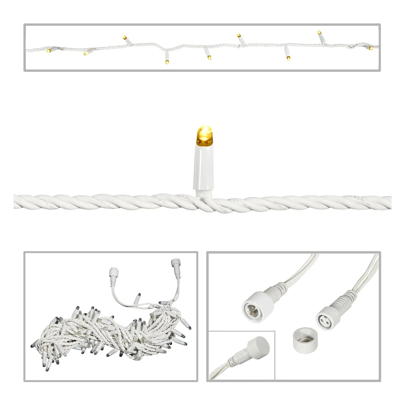 Elumen8 10m Heavy-Duty Rubber Dimmable LED String Lights – Warm White, White Cable 1
